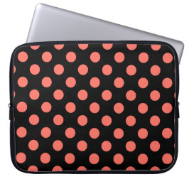 Leven van koraalpolka-stippen op zwart laptop sleeve