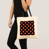 Leven van koraalpolka-stippen op zwart tote bag (Voorkant (product))