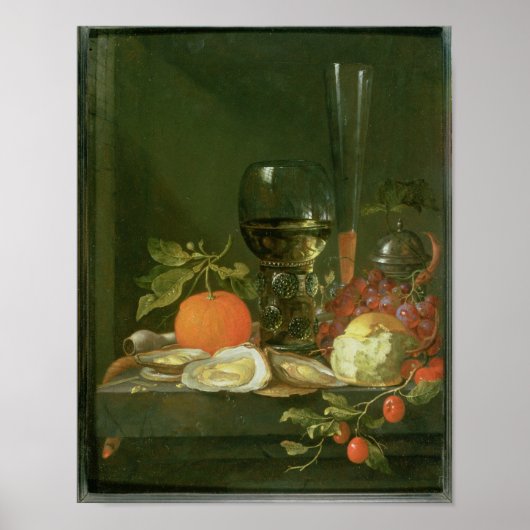 Leven van oesters, druiven, brood poster (Voorkant)
