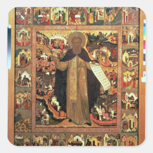 Leven van Sint Sergius of Radonesh, 1640 Vierkante Sticker (Voorkant)
