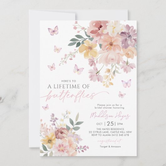 Leven van Vlinders Bloemen Vrijgezellenfeest Kaart (Voorkant)