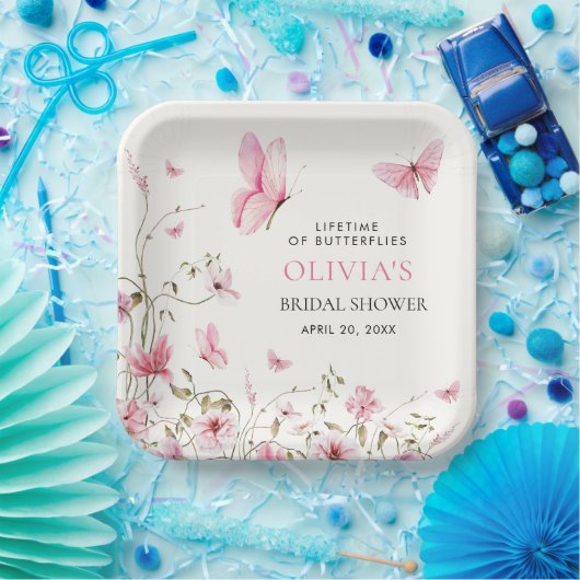 Leven van Vlinders Bloemen Vrijgezellenfeest Papieren Bordje (Feest)