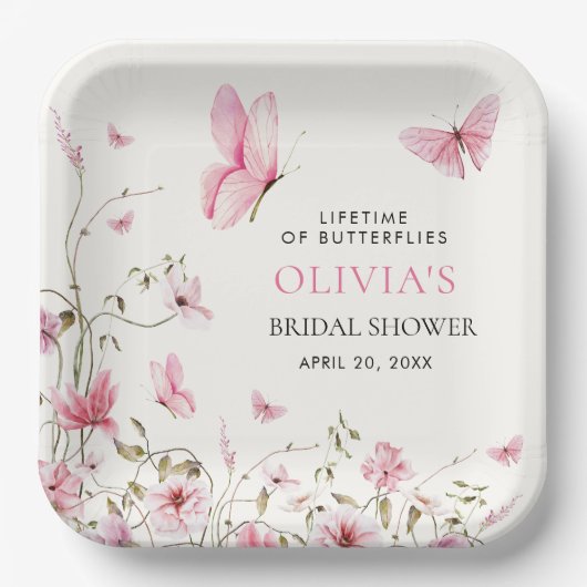 Leven van Vlinders Bloemen Vrijgezellenfeest Papieren Bordje (Voorkant)