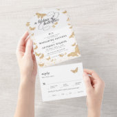 Leven van vlinders Elegante romantische bruiloft All In One Uitnodiging (Afscheurbaar)