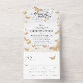 Leven van vlinders Elegante romantische bruiloft All In One Uitnodiging (Binnen)