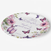 Leven van vlinders paarse vrijgezellenfeest papieren bordje (Gekanteld)