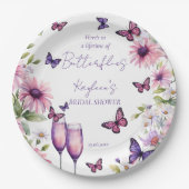 Leven van vlinders paarse vrijgezellenfeest papieren bordje (Voorkant)