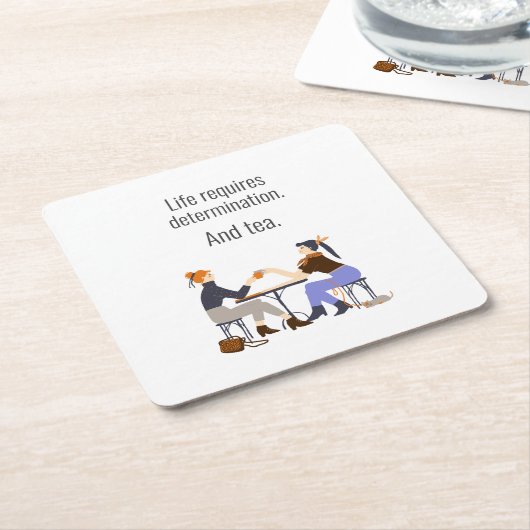 Leven, Vastberadenheid en Thee. Vriendschap Kartonnen Onderzetters (Schuin)