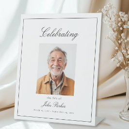 "Leven vieren van" Foto-rouwdienst-herdenking Reclamebord Met Voetstuk