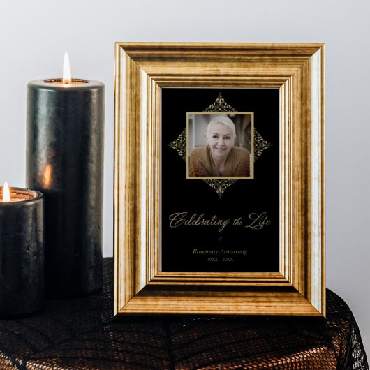 Leven vieren Whimsical Schrift Foto Funeral Poster