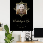 Leven vieren Whimsical Schrift Foto Funeral Poster (Thuiskantoor)