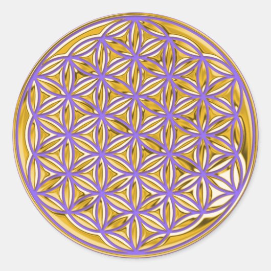 Leven / vol goud | lila ronde sticker (Voorkant)