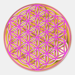 Leven / vol goud   Roze Ronde Sticker