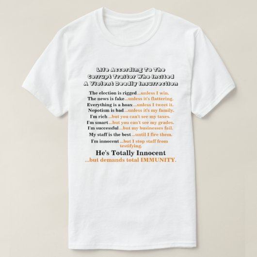 Leven volgens de corrupte verrader............ t-shirt (Design voorkant)