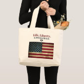 Leven Vrijheid & Pickleball Grappig Patriottisch Grote Tote Bag (Voorkant (product))