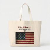 Leven Vrijheid & Pickleball Grappig Patriottisch Grote Tote Bag (Voorkant)