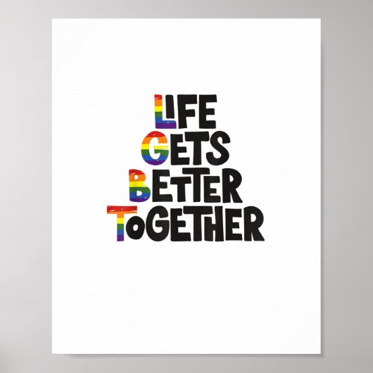Leven wordt samen beter Lichtkleuren Inspiratie Poster (Voorkant)