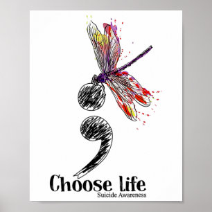 Leven Zelfmoord Bewustzijn Kleurrijke Dragonfly Poster