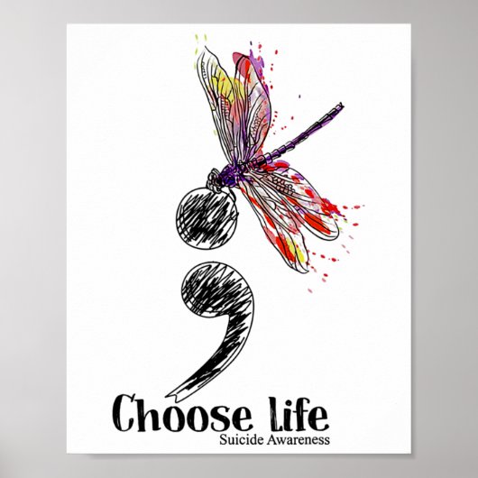 Leven Zelfmoord Bewustzijn Kleurrijke Dragonfly Poster (Voorkant)