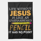 Leven zonder Jezus Funny Christelijk geloof Theedoek (Verticaal)