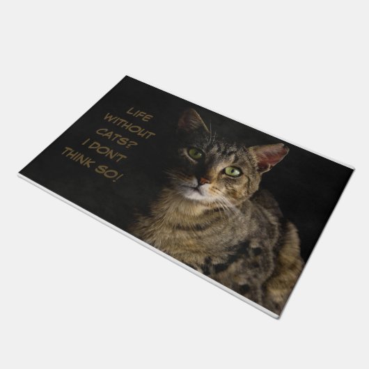 Leven zonder katten? Ik denk het niet. Deurmat (Schuin)