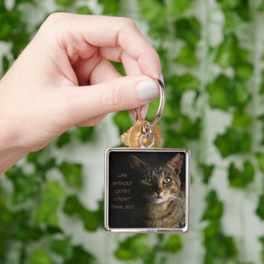 Leven zonder katten? Ik denk het niet. Sleutelhanger (Hand)