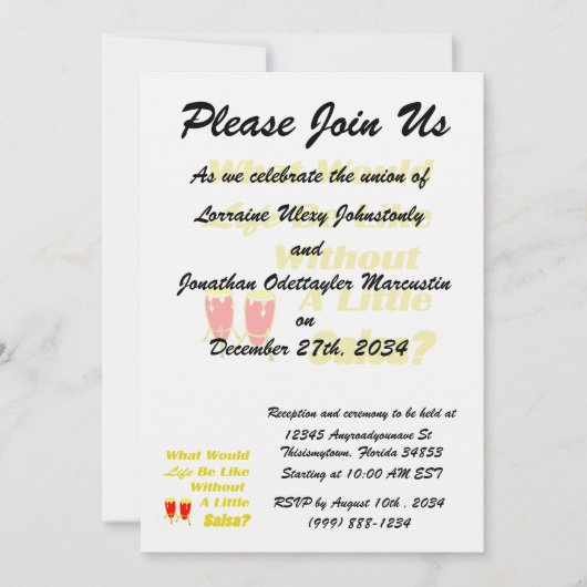 leven zonder salsa gele salsa rode congas kaart (Voorkant)