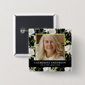 Levenant in het houden van de begrafenisfoto van h vierkante button 5,1 cm (Voorkant /achterkant)