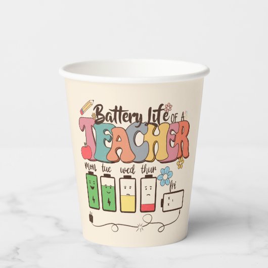 Levenbatterij voor leraren papieren bekers (Achterkant)