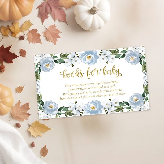 Levenblauwe vlinderboeken voor Baby shower voor Ba Informatiekaartje
