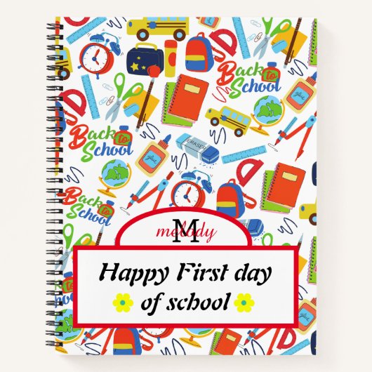 Levend aanpasbaar terug naar schoolpatroon notitieboek (Voorkant)