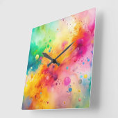 Levend abstract waterverfspatpatroon vierkante klok (Hoek)