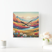 Levend Berglandschap met Zonsondergang & Bloem