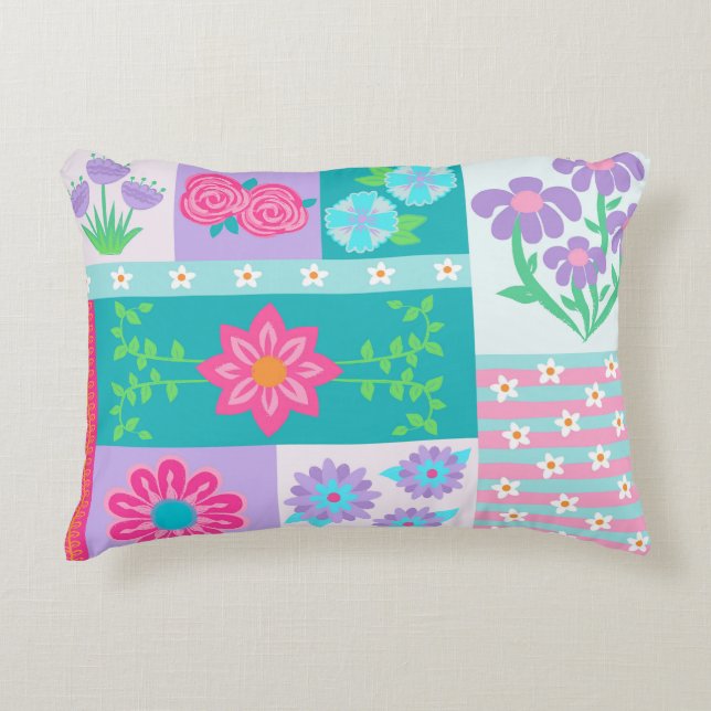 Levend Bloeiend Bloemendesign Accent Kussen (Voorkant)