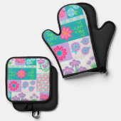 Levend Bloeiend Bloemendesign Ovenwant & Pannenlap Set (Voorkant / Achterkant)