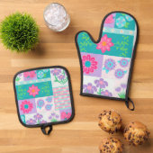 Levend Bloeiend Bloemendesign Ovenwant & Pannenlap Set (Top down)