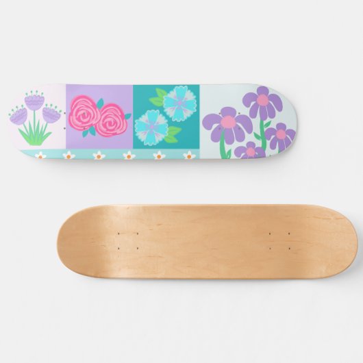 Levend Bloeiend Bloemendesign Persoonlijk Skateboard (Horizontaal)