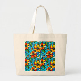 Levend Bloemmotief  Grote Tote Bag