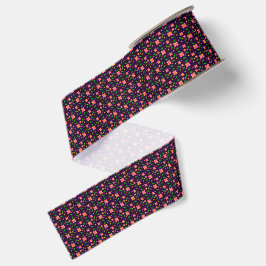 Levend bloemmotief in naadloos patroon op dieppaar grosgrain lint