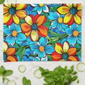 Levend Bloemmotief  Theedoek (Gevouwen)