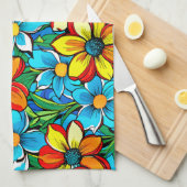 Levend Bloemmotief  Theedoek (Quarter Fold)