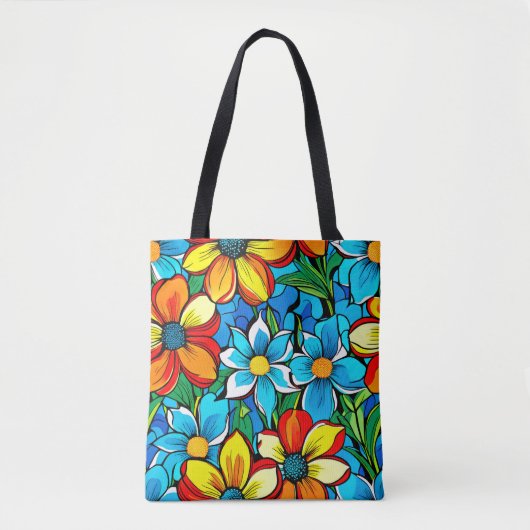 Levend Bloemmotief  Tote Bag (Voorkant)