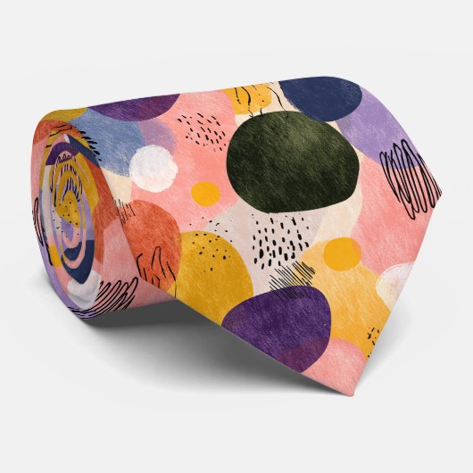Levend Boho Abstract Patroon | Organische Vormen Stropdas (Opgerold)