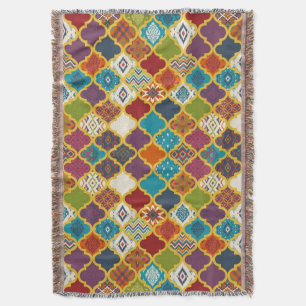 Levend Boho Geometrisch Patchwork Tegelpatroon Deken