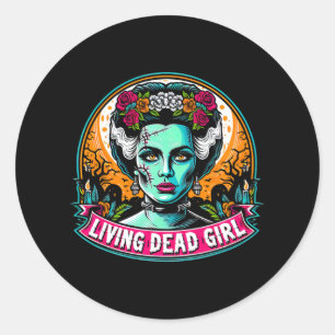Levend Dode Meisje Goth Bruid Halloween Horror Fan Ronde Sticker