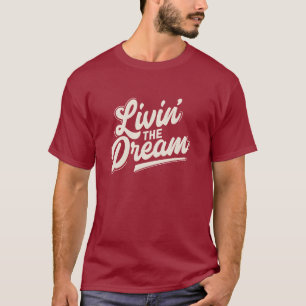Levend Droom Crème Witte Retro Script Ontwerp T-shirt