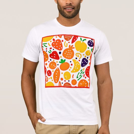 Levend Fruitpatroon T-shirt (Voorkant)