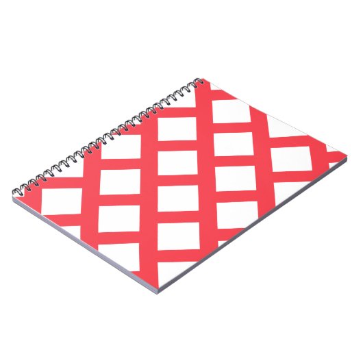 Levend Funky Koraalrood & Wit Ruitpatroon Notitieboek (Linkerzijde)