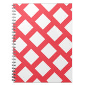 Levend Funky Koraalrood & Wit Ruitpatroon Notitieboek (Voorkant)