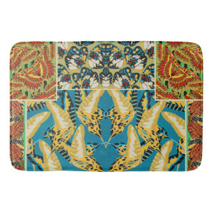 Levend Geel & Teal Art Deco Vlinder Kunst Badmat
